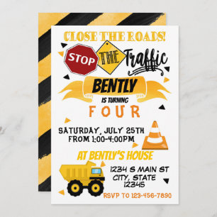 Construction birthday invitation