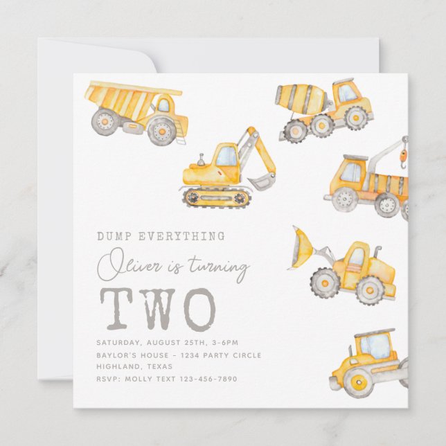 Construction Birthday Invitation | Construction (Front)
