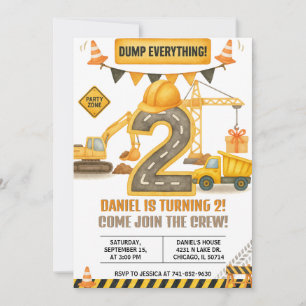 Construction Birthday Invitation, Dump Truck Invitation