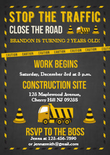 dump truck birthday invitations