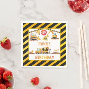 Construction Birthday Napkin - W