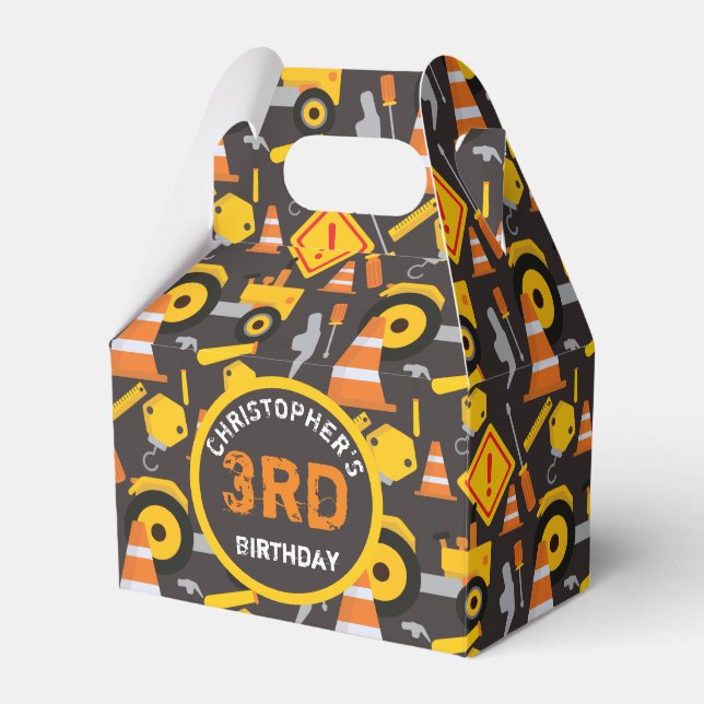 Construction Birthday Party Age Favor Box (Front Side)