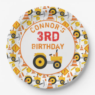 Construction Birthday Party Age White Paper Plate