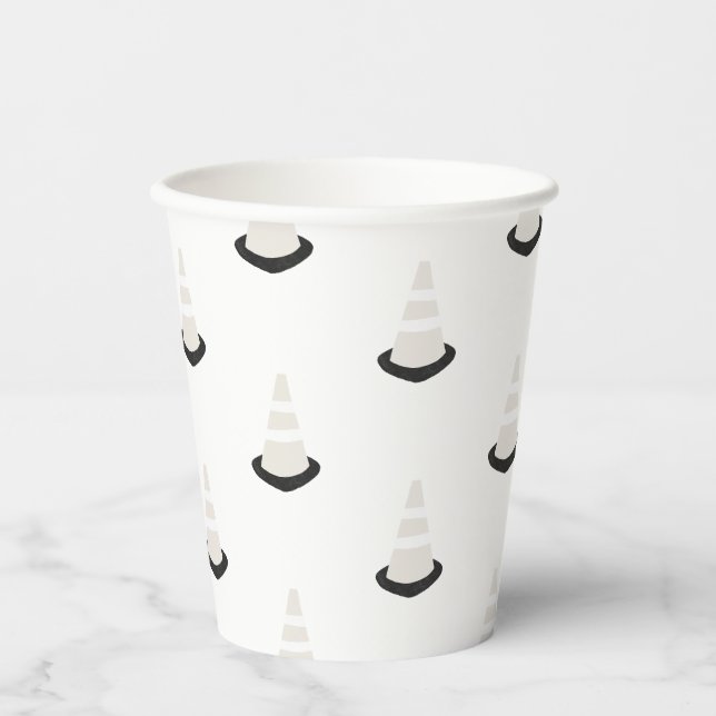 Construction Birthday Party Beige Cone Paper Cup (Front)