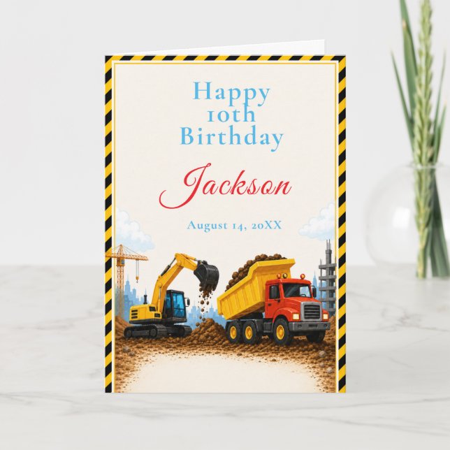 Construction Birthday Party Card (Front)