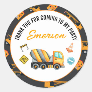 Construction Birthday Party Classic Round Sticker
