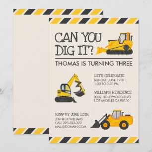 Construction Birthday Party customJulia Invitation