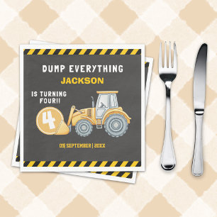 Construction Birthday Party    Excavator & Truck Napkin