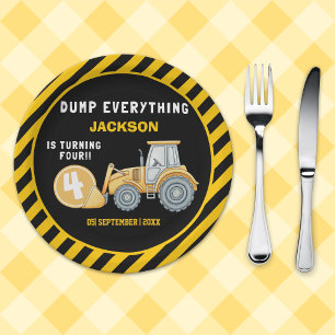 Construction Birthday Party   Excavator & Wrecking Paper Plate