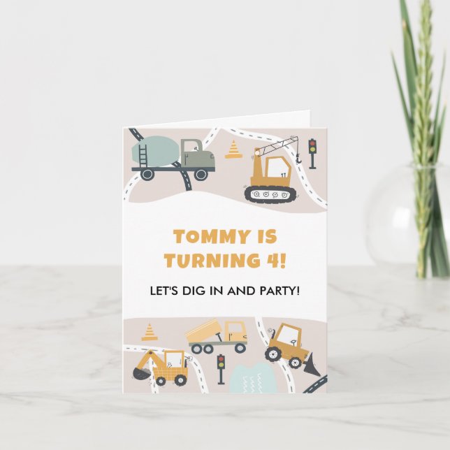 Construction Birthday Party Invitation (Front)