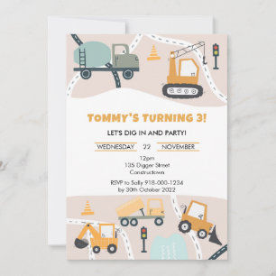 Construction Birthday Party Invitation
