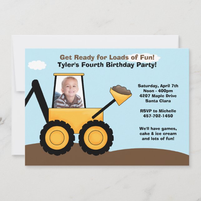 Construction Birthday Party Invitation (Front)