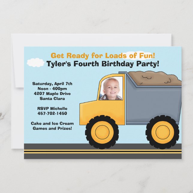 Construction Birthday Party Invitation (Front)
