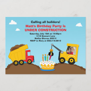 Construction Birthday Party Invitation