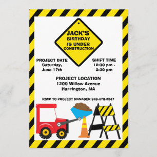 Construction Birthday Party Invitation