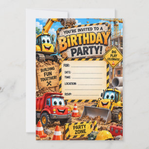 Construction Birthday Party Invitation Any Age