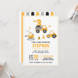 Construction Birthday Party Invitation Templates 