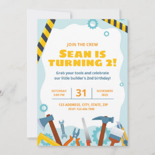 Construction Birthday Party Invitations for Boys