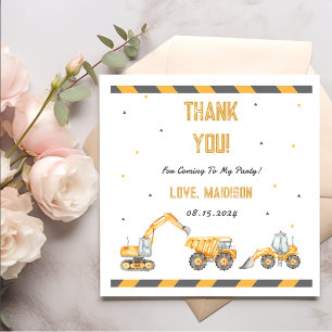 Construction  Birthday Party Thank You  Napkin