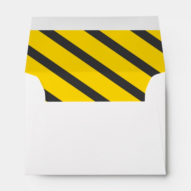 Construction birthday party yellow grey stripes envelope (Back (Bottom))