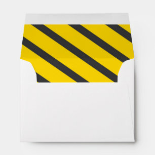 Construction birthday party yellow grey stripes envelope