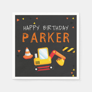 Construction Birthday Personalized Chalkboard Napkin
