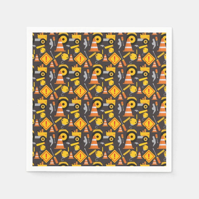 Construction Birthday Plain Party  Napkins (Front)