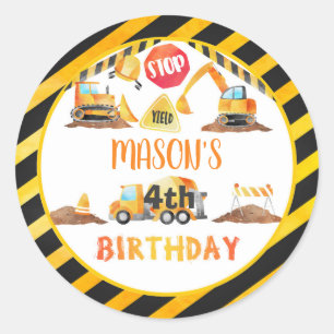 Construction Birthday Sticker - WH