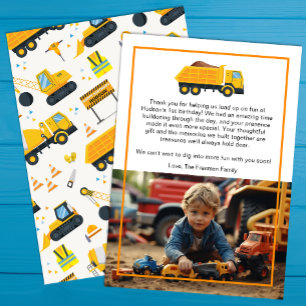 Construction Birthday Thank You Card – Yellow Dump