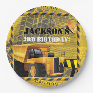 Construction Birthday track of tires Paper Plate