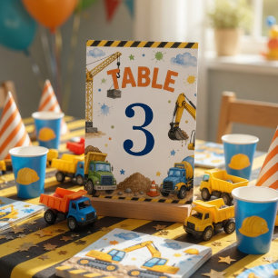 Construction Birthday Truck Birthday Party Table Number