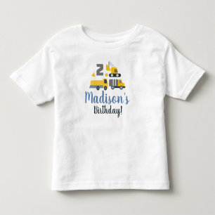 Construction Birthday Two Vehicle Party Name Toddler T-shirt