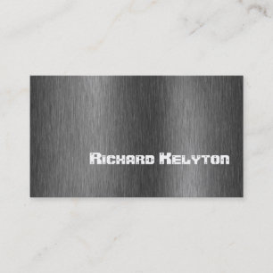 Construction black grey metal custom business card