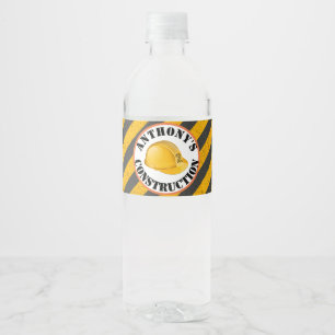 Construction Black & Yellow Hard Hat 2nd Birthday Water Bottle Label