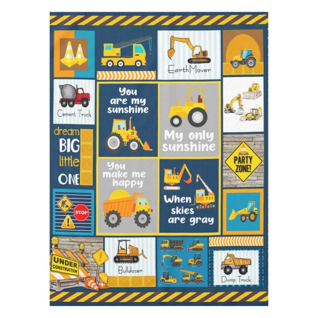 Construction Blanket, Construction Gifts Tablecloth (Front)