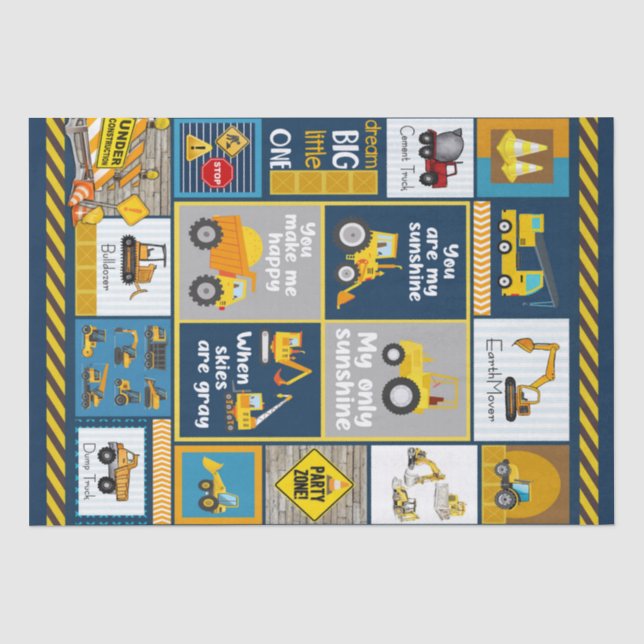 Construction Blanket, Construction Gifts Tissue Paper (Front)