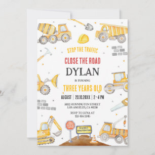 Construction Boy Birthday Invitation