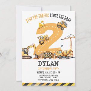 Construction Boy Birthday Invitation