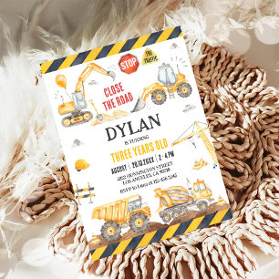 Construction Boy Birthday Invitation