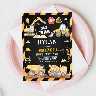 Construction Boy Birthday Invitation