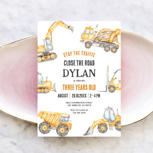 Construction Boy Birthday Invitation