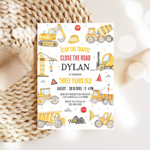 Construction Boy Birthday Invitation