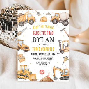 Construction Boy Birthday Invitation