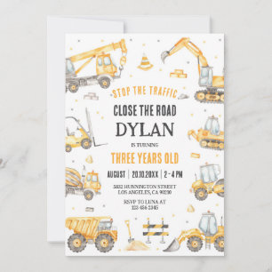 Construction Boy Birthday Invitation
