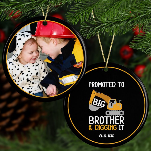 Construction Brother Digging It Photo Christmas Ceramic Ornament (Creator Uploaded)