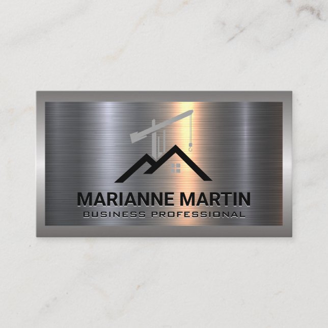 Construction Build  | Metal Brushed Business Card (Front)