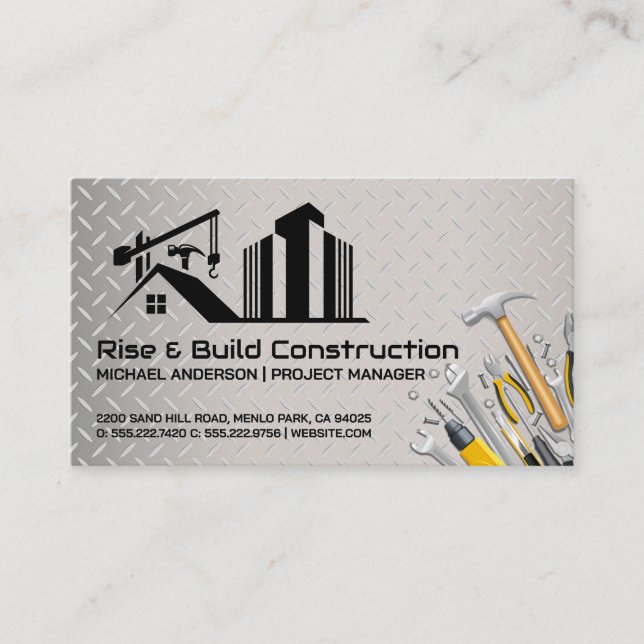 Construction Build Site | Builder Tools Business Card (Front)