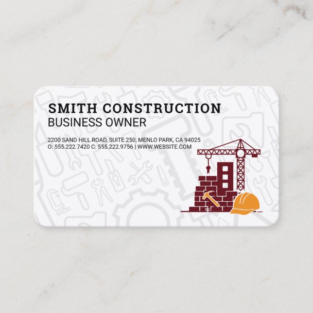 Construction Build Site | Hardhat Business Card (Front)