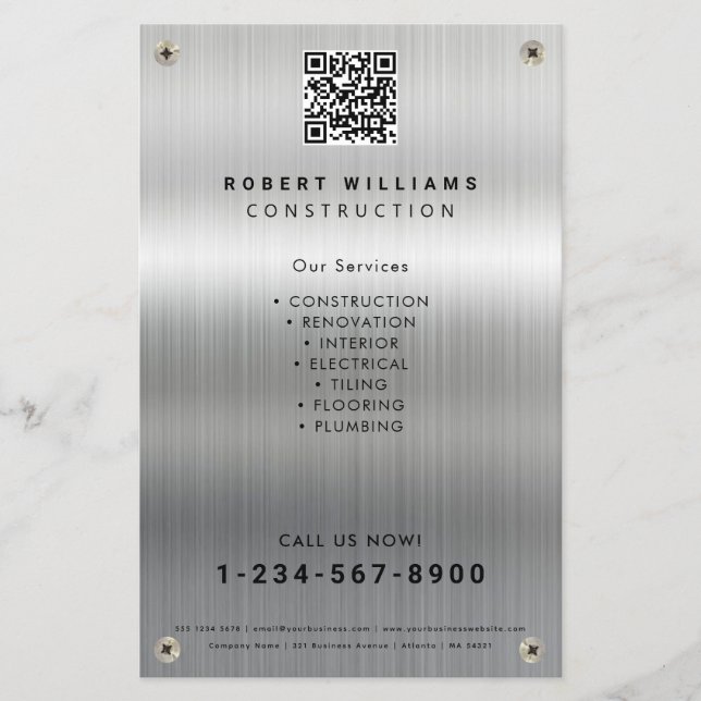 Construction Builder Metal QR Code Business  Flyer (Front)