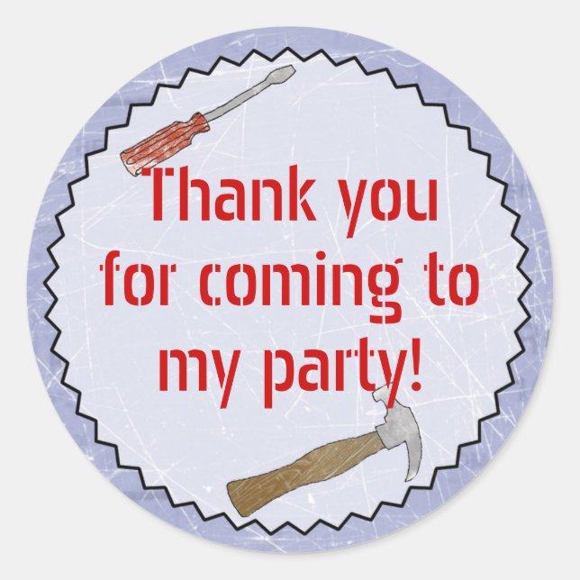 Construction/Builder Party Customizable Sticker (Front)